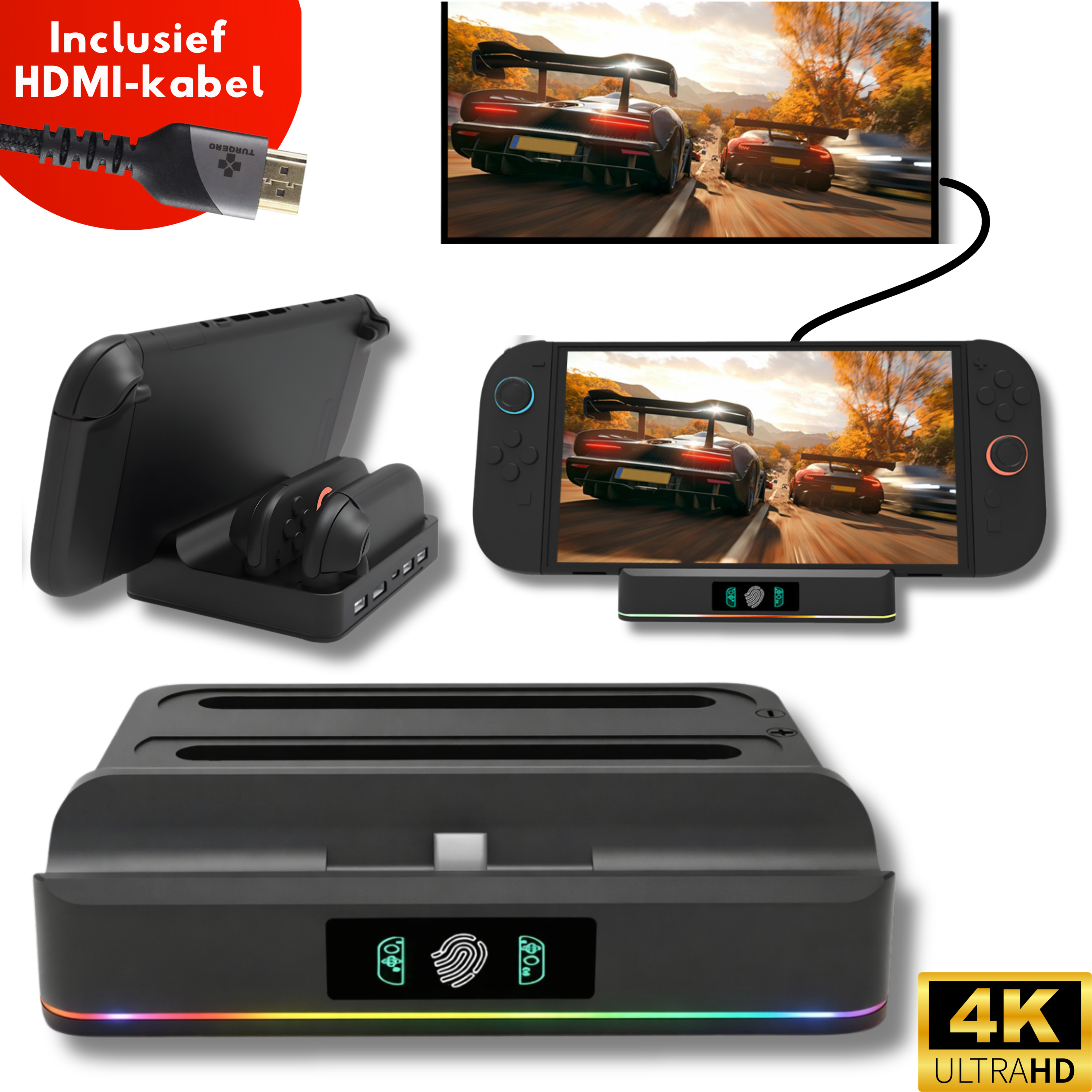 Turqero Nintendo Switch 2 TV Docking Station met RGB – 4K UHD – Oplaad