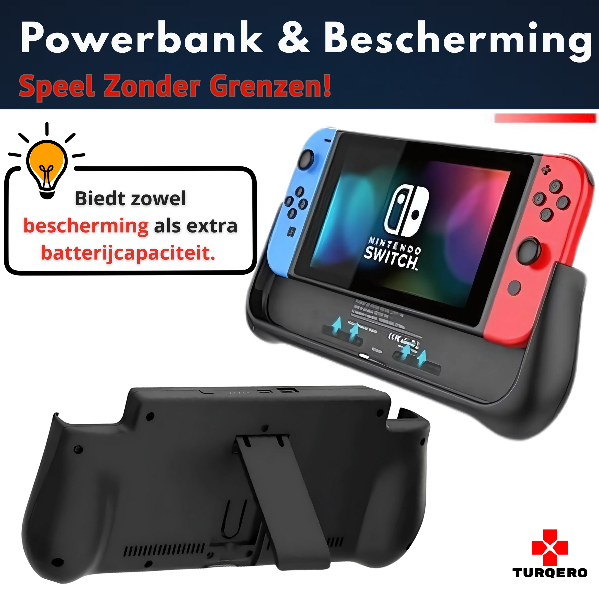 Nintendo Switch & Oled Battery Case - 10.000 mAh - Beschermhoes met Powerbank  – Oplaadbare Batterij