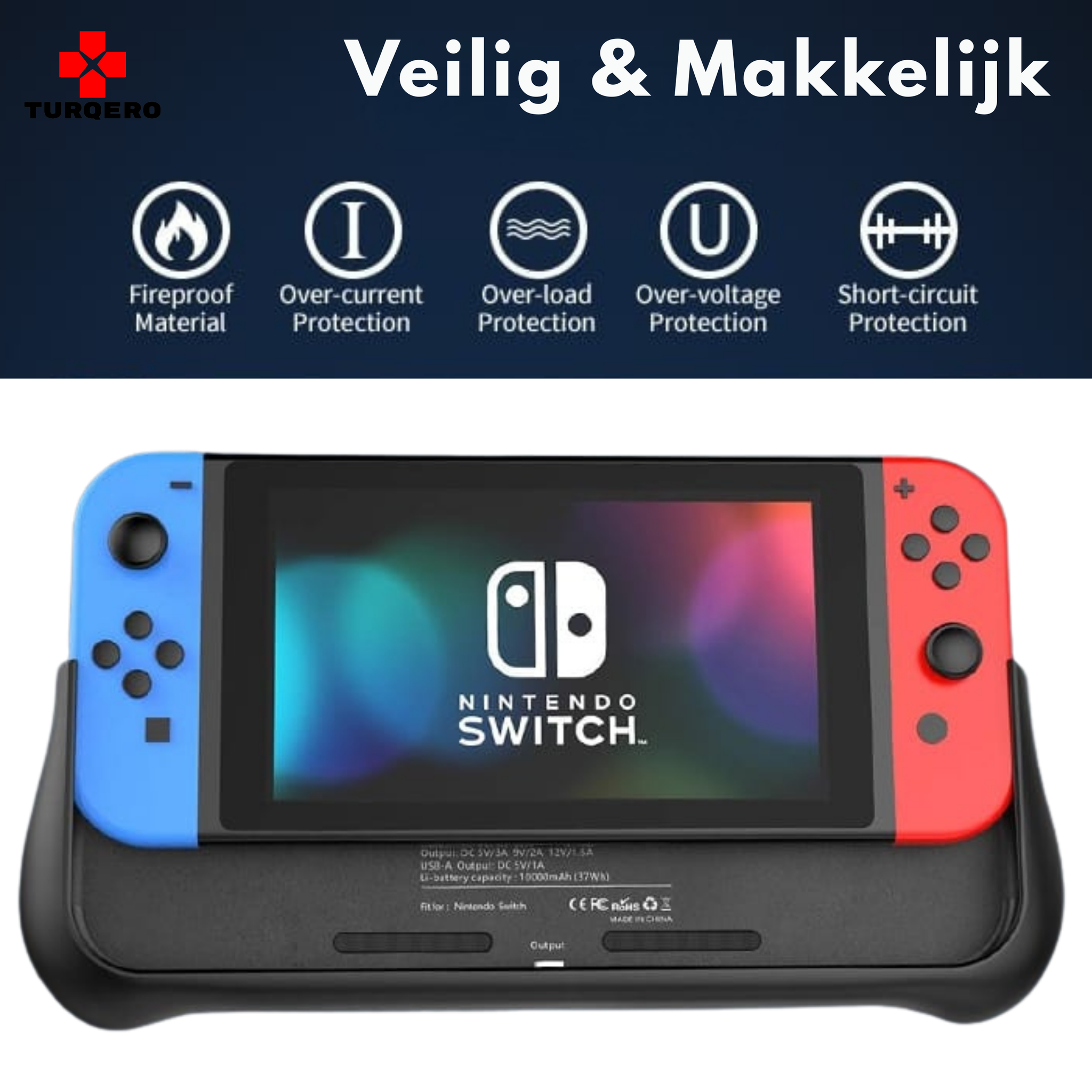 Nintendo Switch & Oled Battery Case - 10.000 mAh - Beschermhoes met Powerbank  – Oplaadbare Batterij