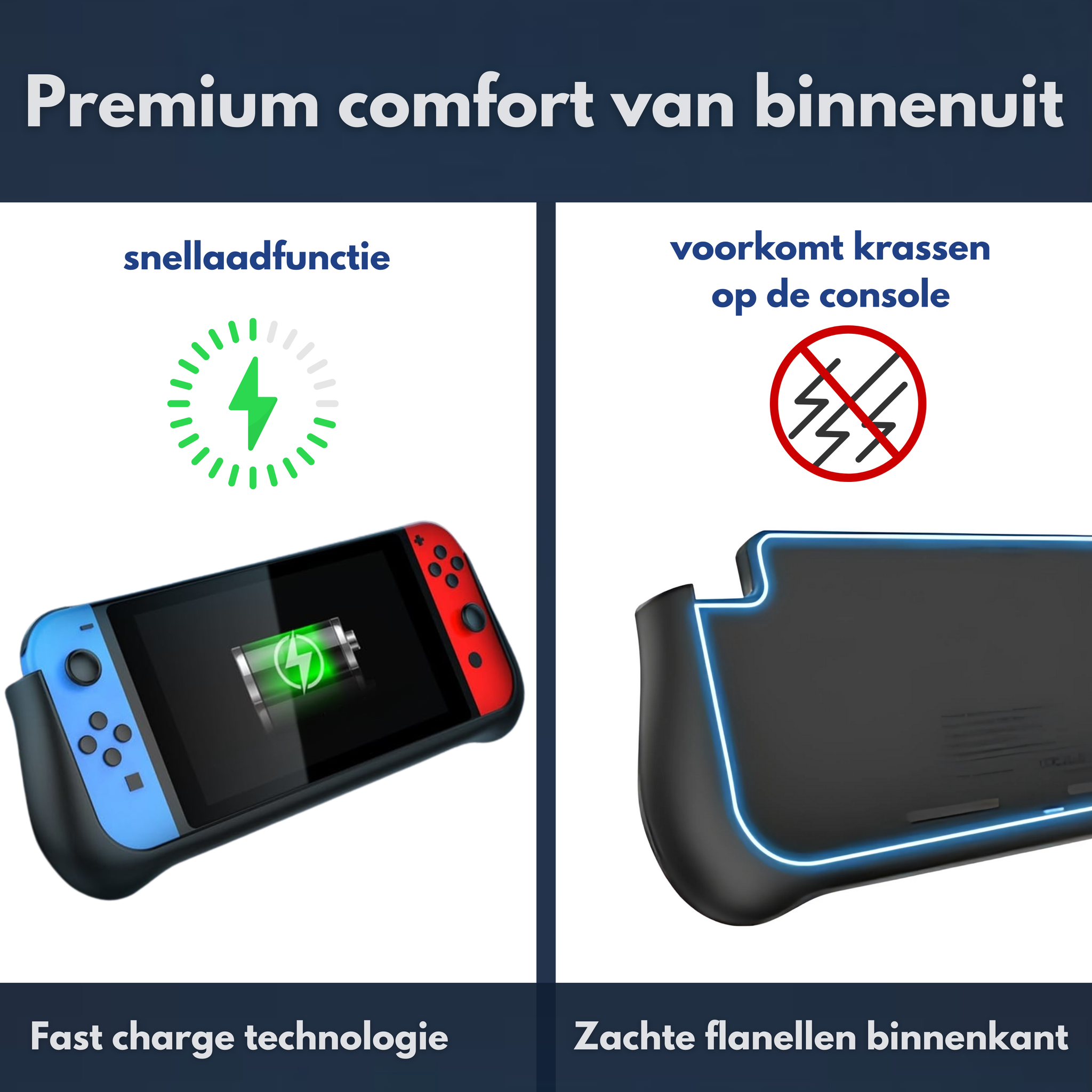 Nintendo Switch & Oled Battery Case - 10.000 mAh - Beschermhoes met Powerbank  – Oplaadbare Batterij
