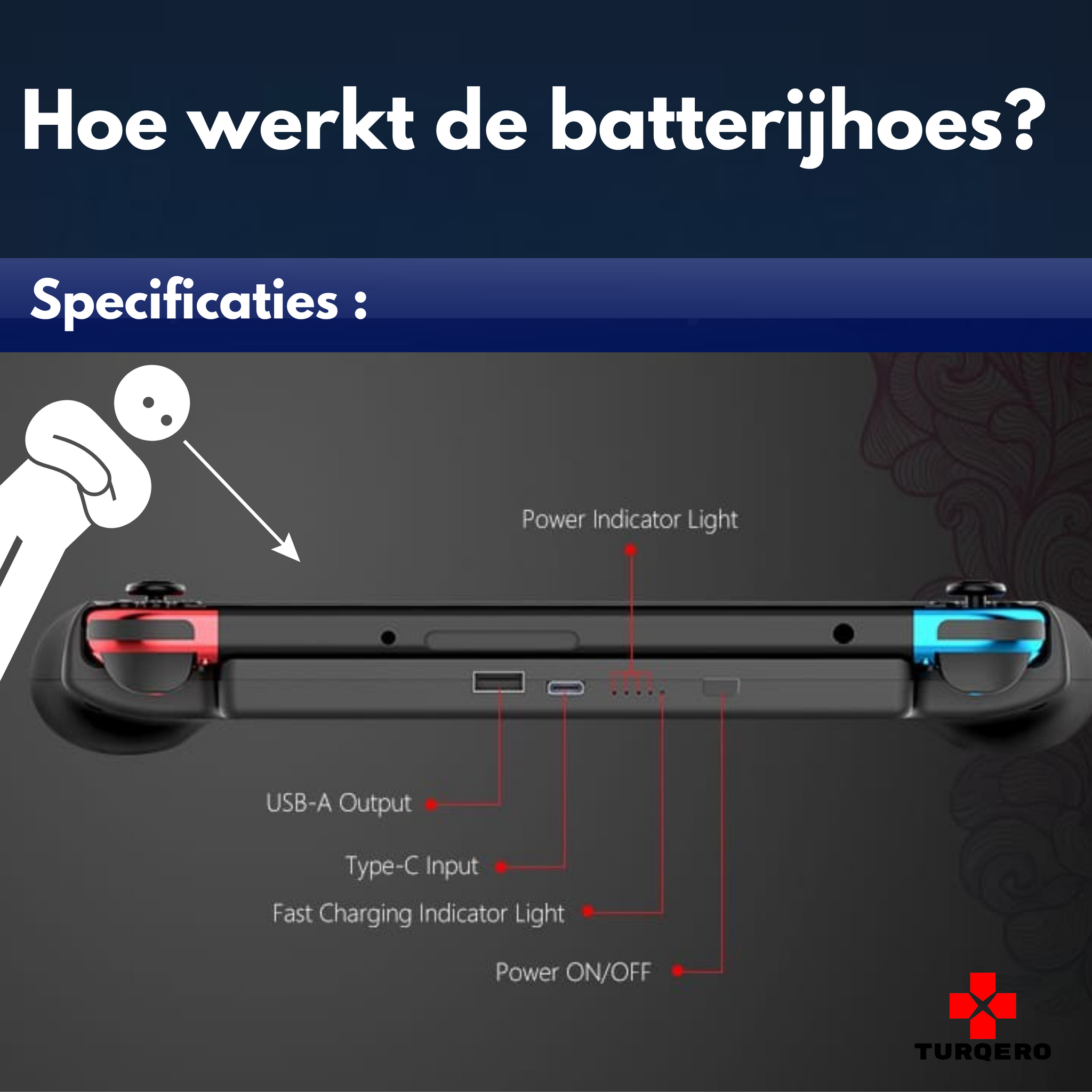 Nintendo Switch & Oled Battery Case - 10.000 mAh - Beschermhoes met Powerbank  – Oplaadbare Batterij