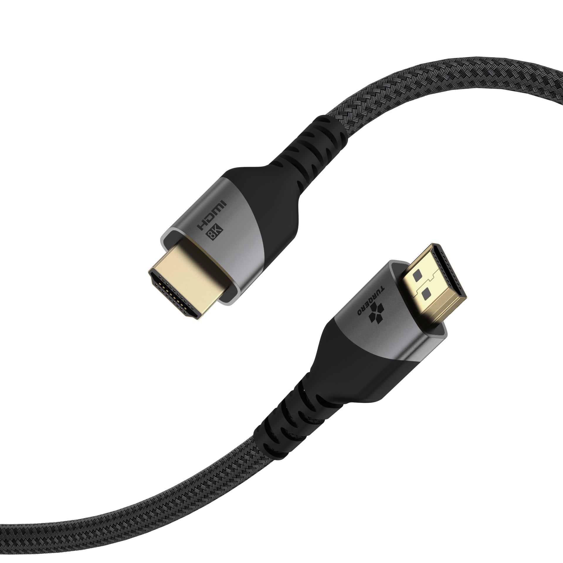 TURQERO 8K HDMI Kabel 2.1 -  HDMI naar HDMI - 1m- 1,5m -2m - 4K Ultra HD - Hoge snelheid - 4K (120Hz) - 8K (60Hz) - - Nylon - Zwart