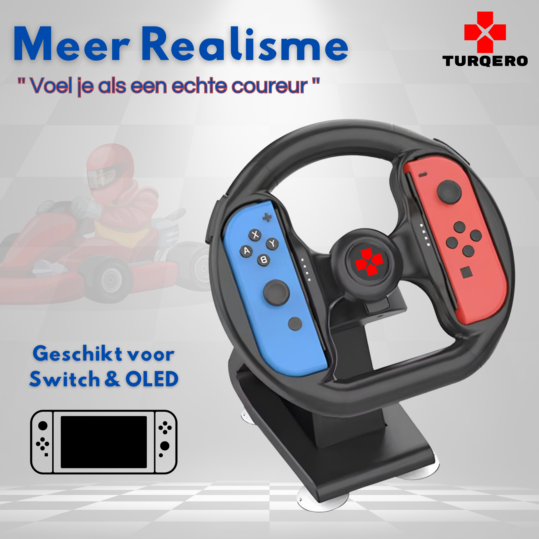 Turqero Stuurwiel voor Nintendo Switch Joy Con – Race Stuur - Racing wheel - Nintendo switch Accessoires - geschikt voor Switch & OLED