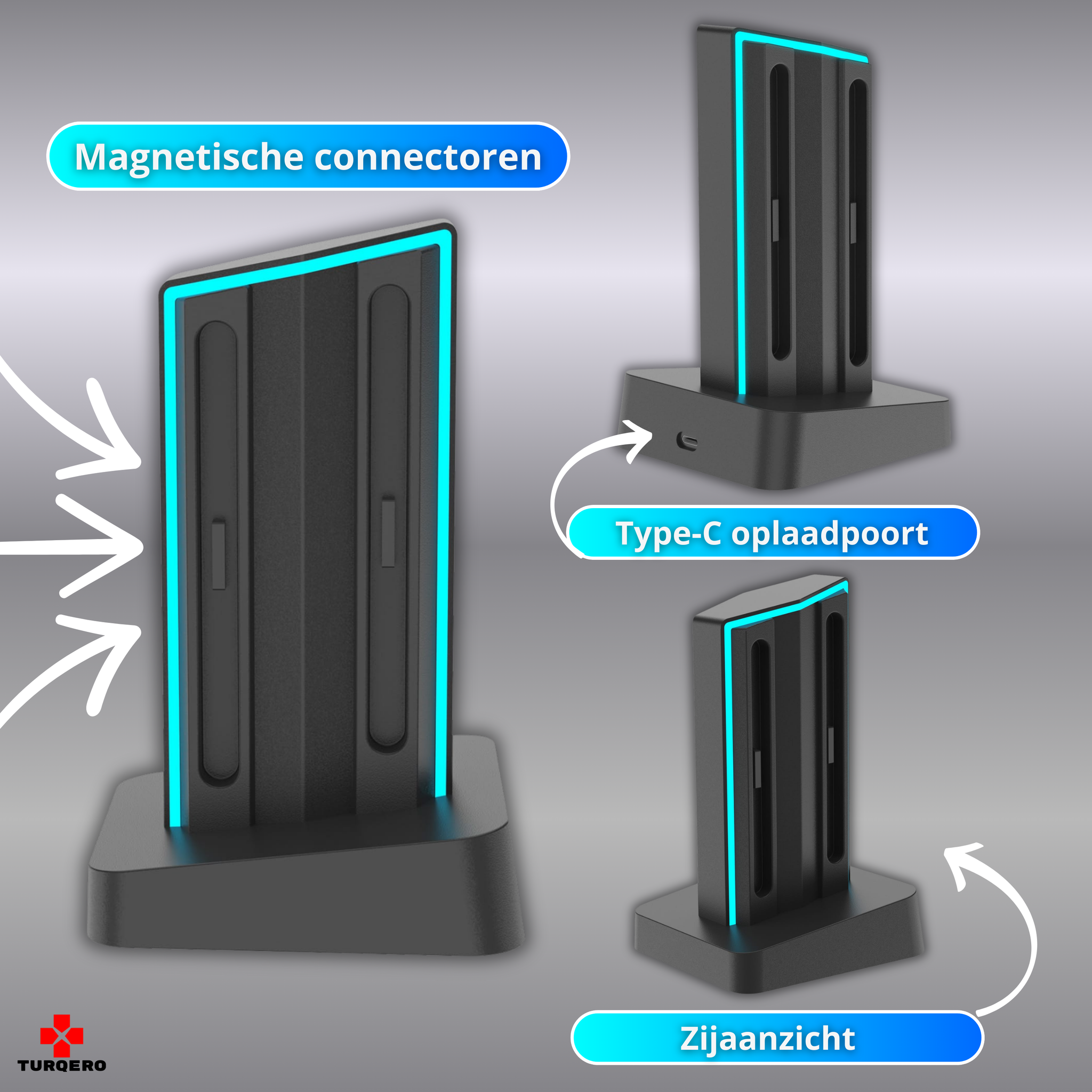 Nintendo Switch 2 Joy-Con Oplaadstation 4-in-1 – Staand model – met LED & RGB – Oplaadbare Controllers