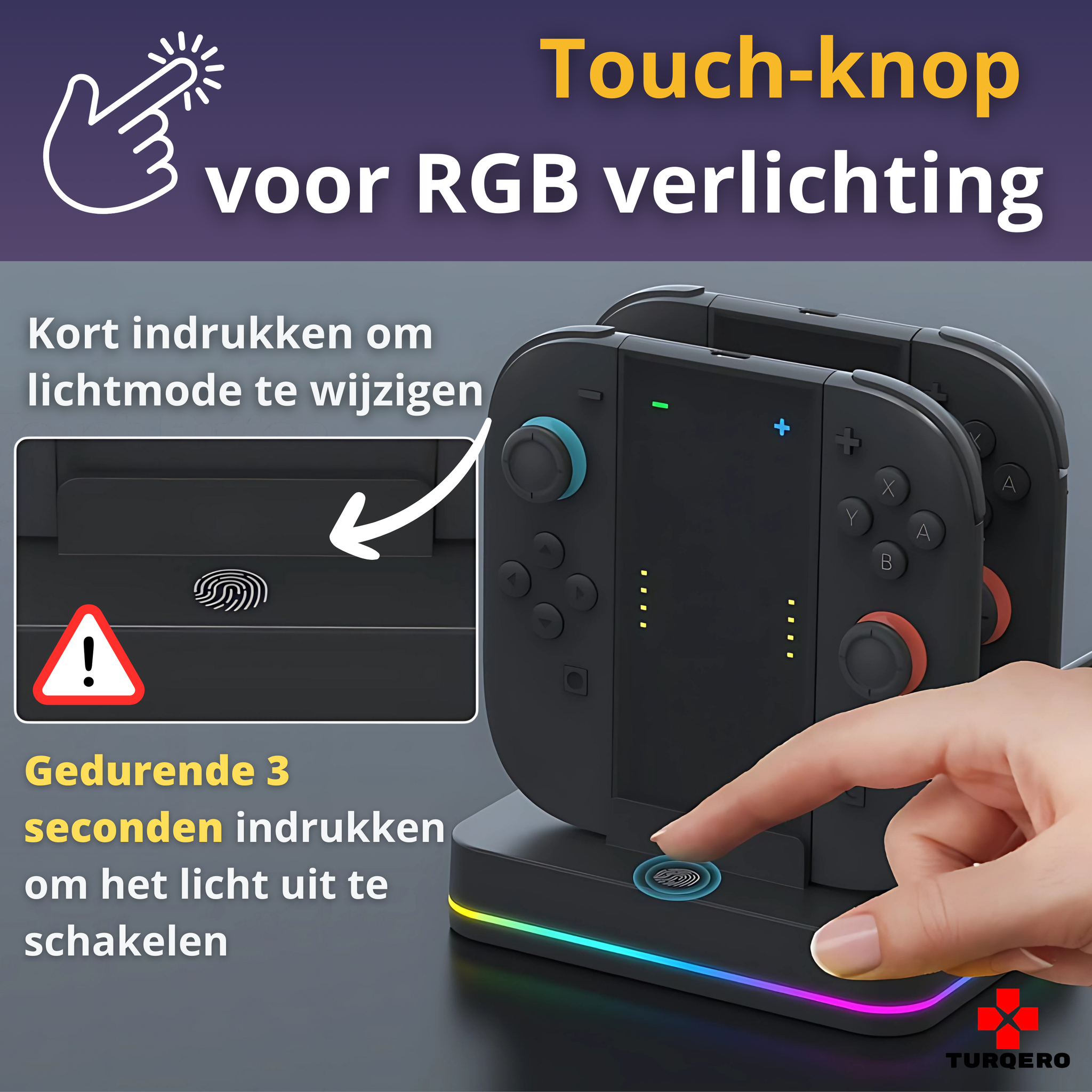 Nintendo Switch 2 Joy-Con 4-in-1  Charging Grip – Afneembare Charging Grip – RGB Oplader – Gaming Accessoire