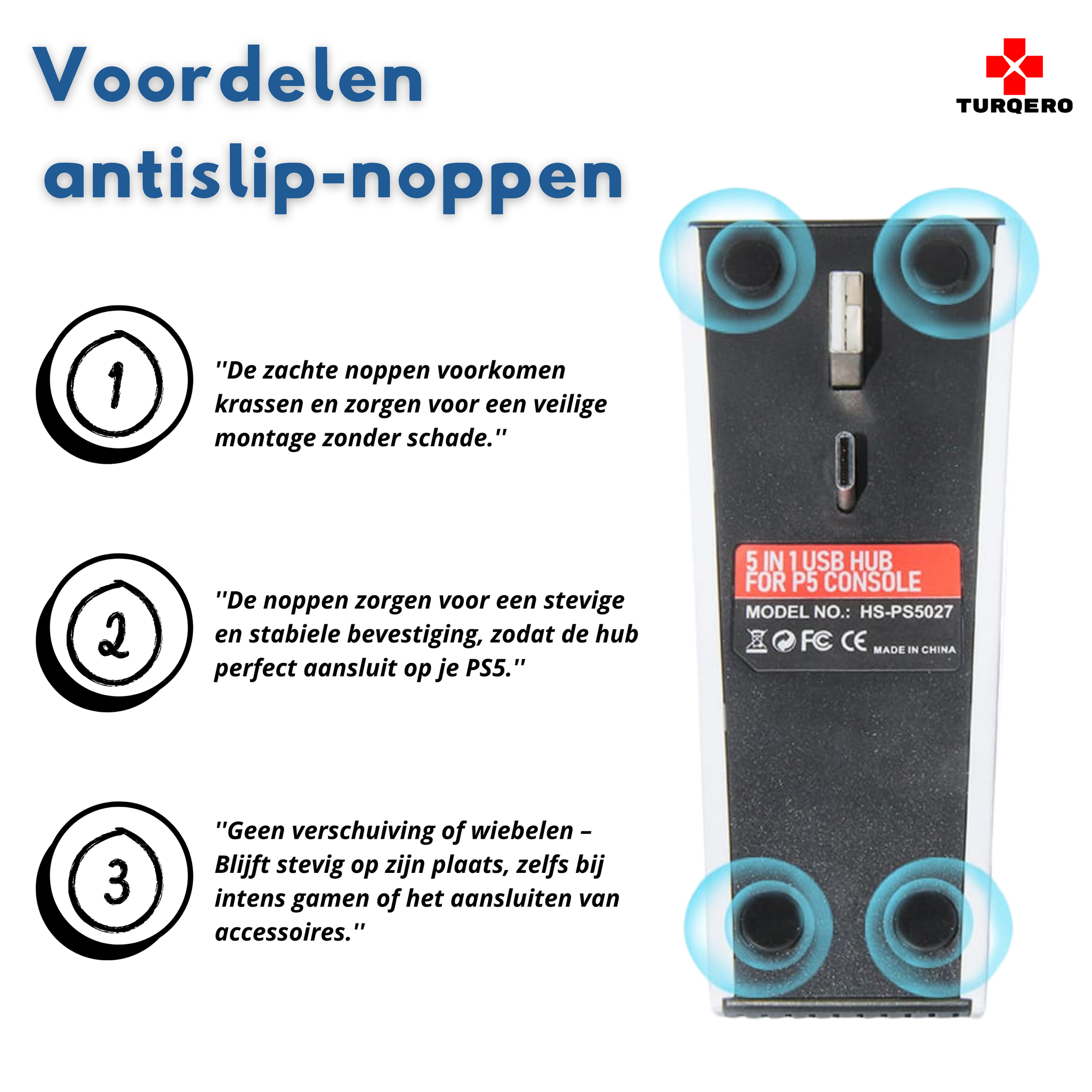 Turqero 5 in 1 usb hub geschikt voor PS5 - plug and play - disc & digital editie - extra poorten voor opladen en aansluiting van randapparatuur