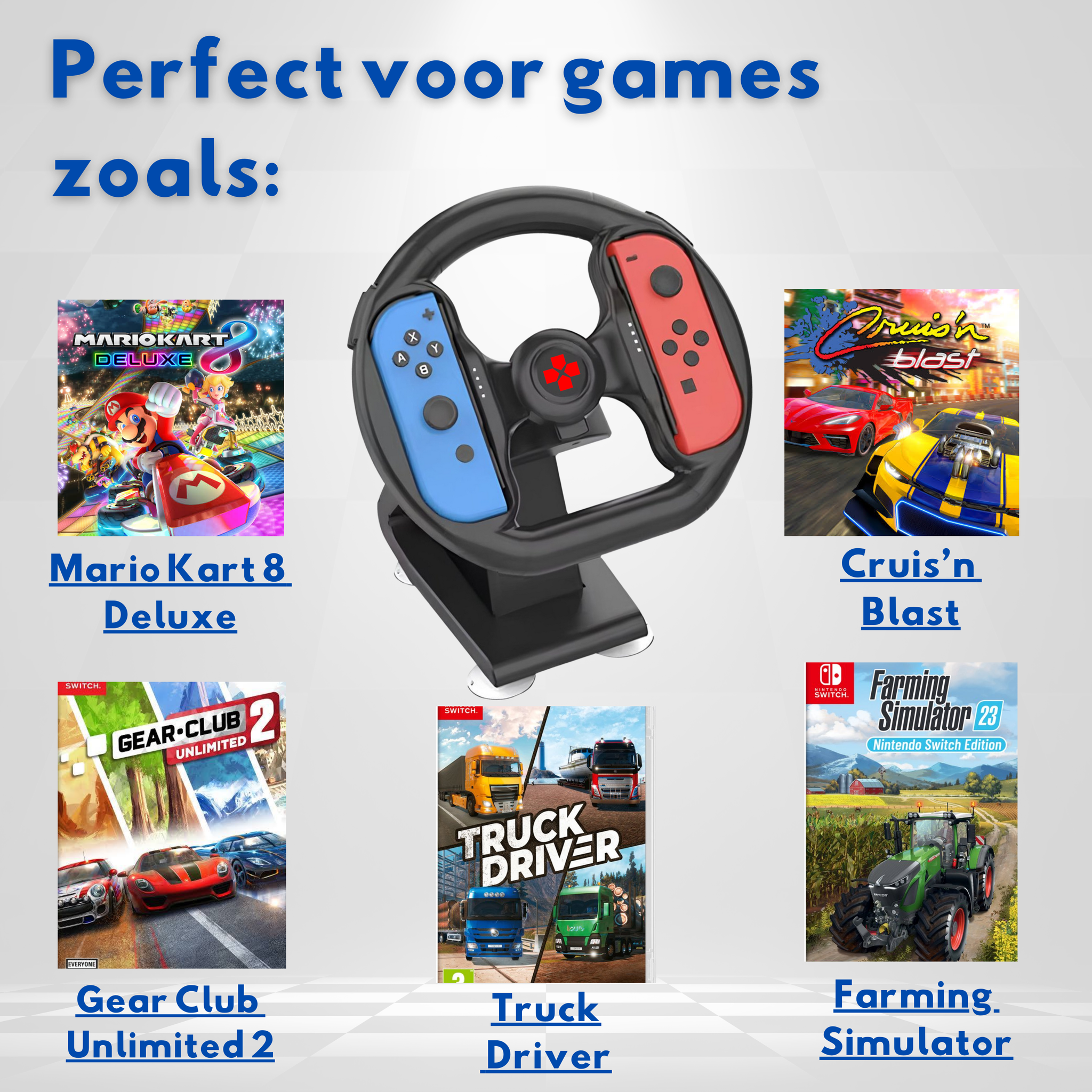 Nintendo Switch Racing Wheel voor Joy-Con – Compatibel met Switch & Switch OLED – Stuurwiel Gaming Accessoire