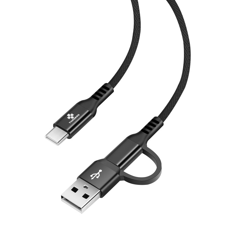 Multifunctionele USB A+C naar C Kabel 2-in-1 – PD Fast Charging & Dataoverdracht – Snelle Oplader voor Smartphones, Tablets en Controllers