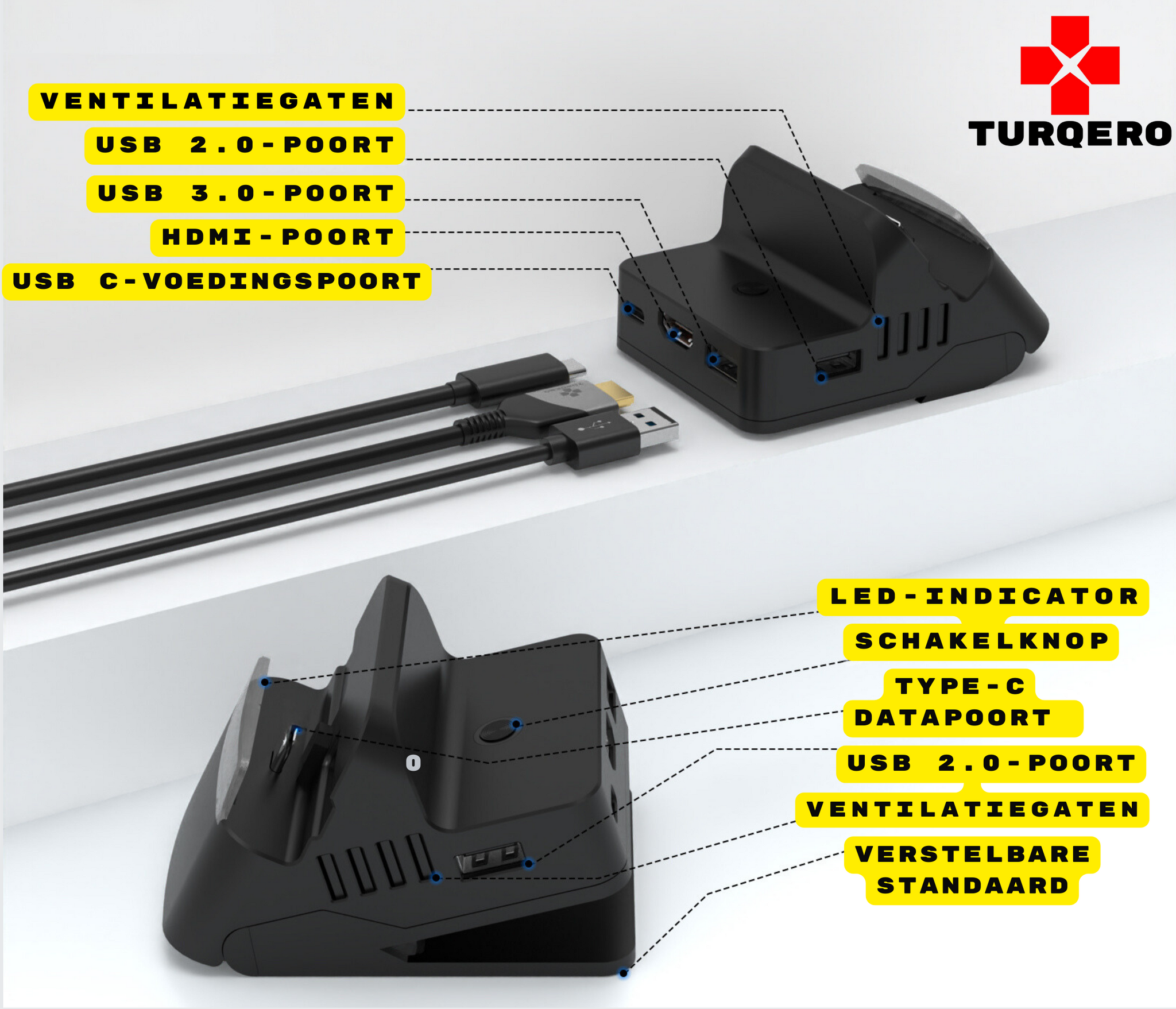 Nintendo Switch 5-in-1 Docking Station met HDMI Kabel – 4K TV Dock – Oplaadbare Controllers – Compatibel met Switch & Switch OLED –  Nintendo switch accessoires