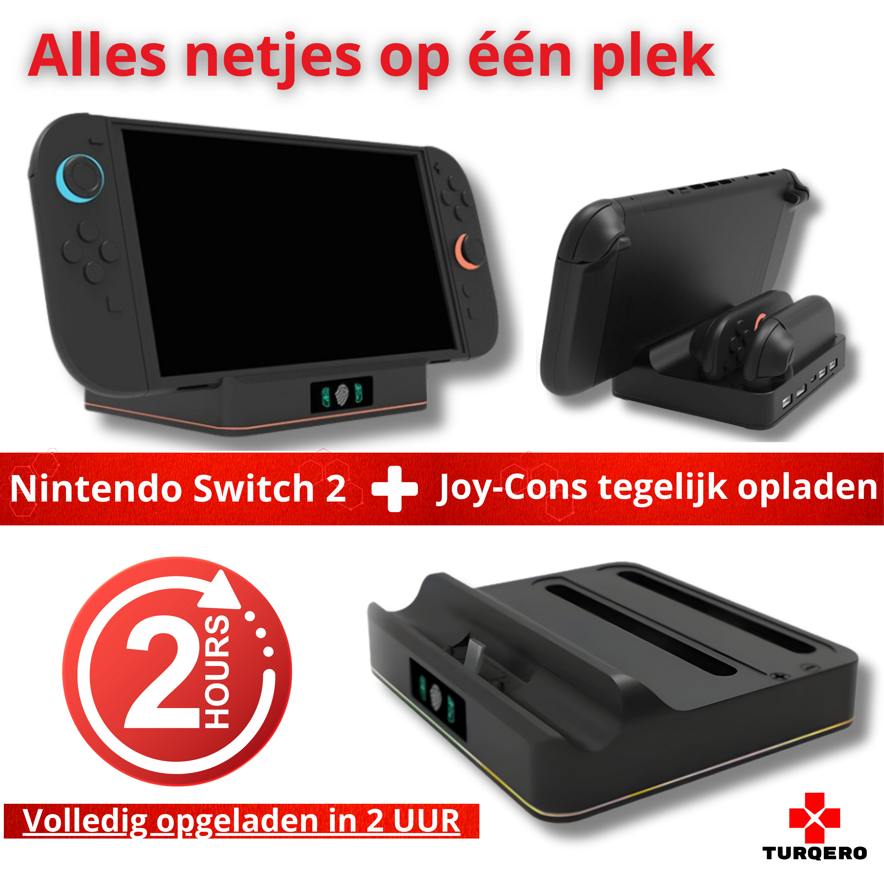 Turqero Nintendo Switch 2 TV Docking Station met RGB – 4K UHD – Oplaad