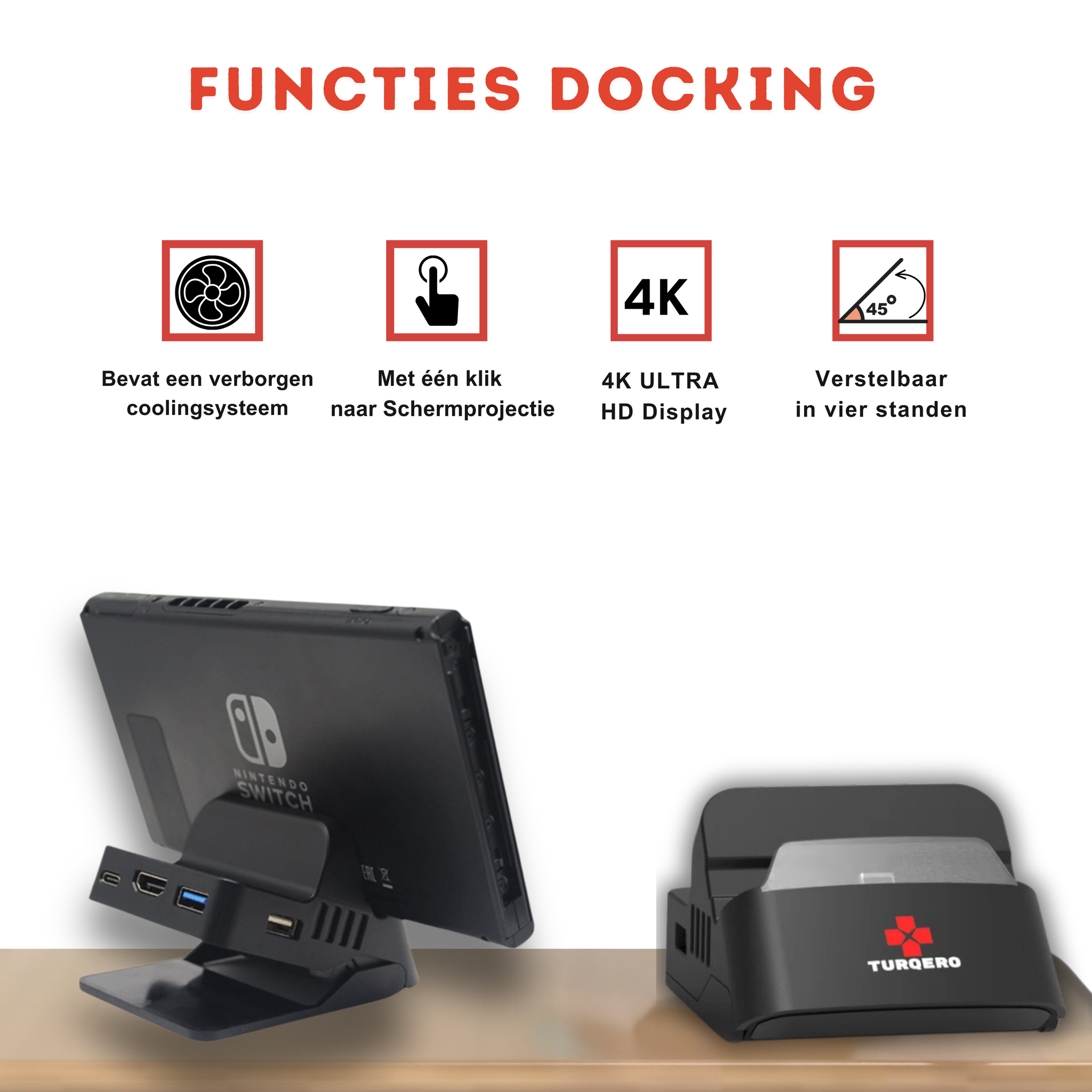 Nintendo Switch 5-in-1 Docking Station met HDMI Kabel – 4K TV Dock – Oplaadbare Controllers – Compatibel met Switch & Switch OLED –  Nintendo switch accessoires