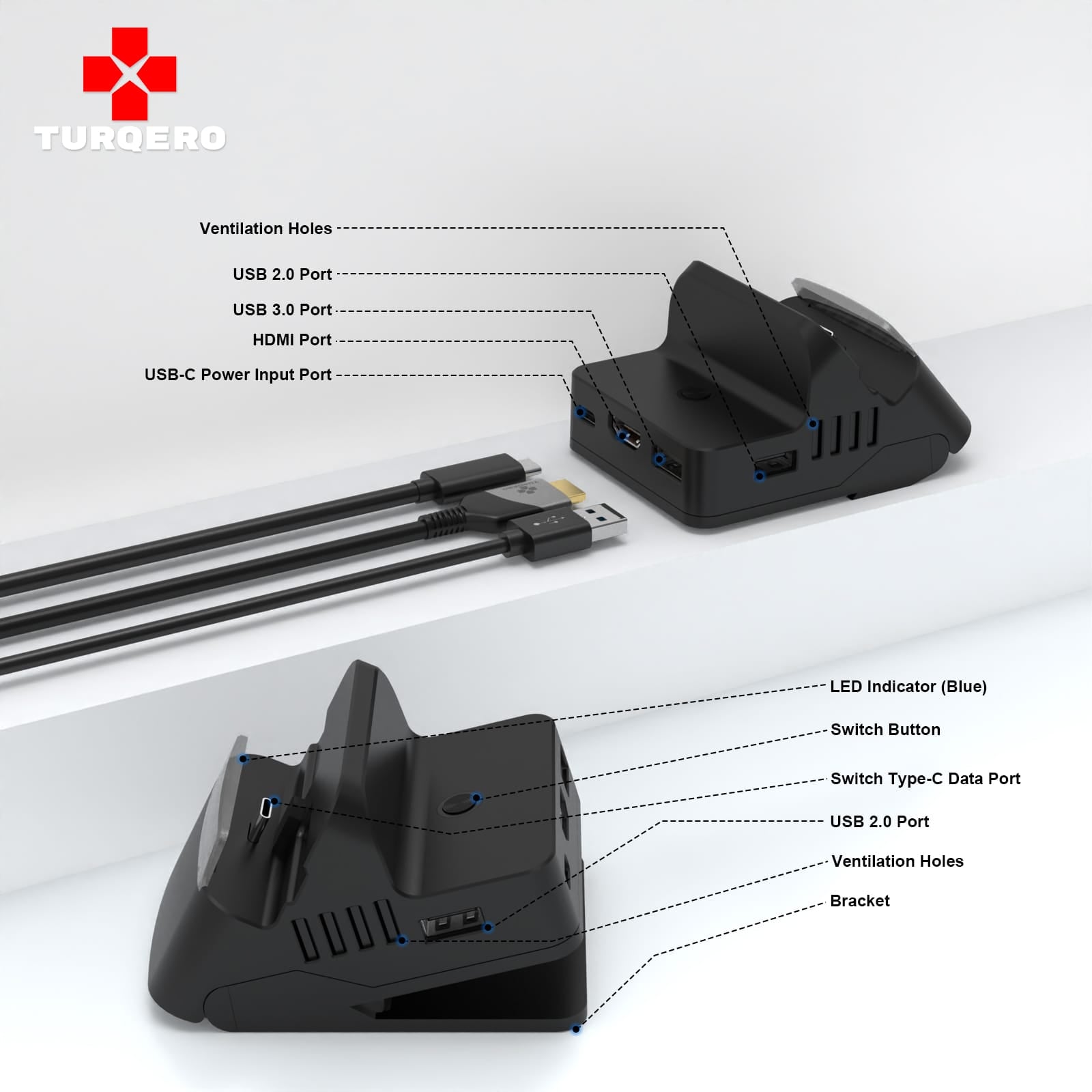 Nintendo Switch 5-in-1 Docking Station met HDMI Kabel – 4K TV Dock – Oplaadbare Controllers – Compatibel met Switch & Switch OLED –  Nintendo switch accessoires